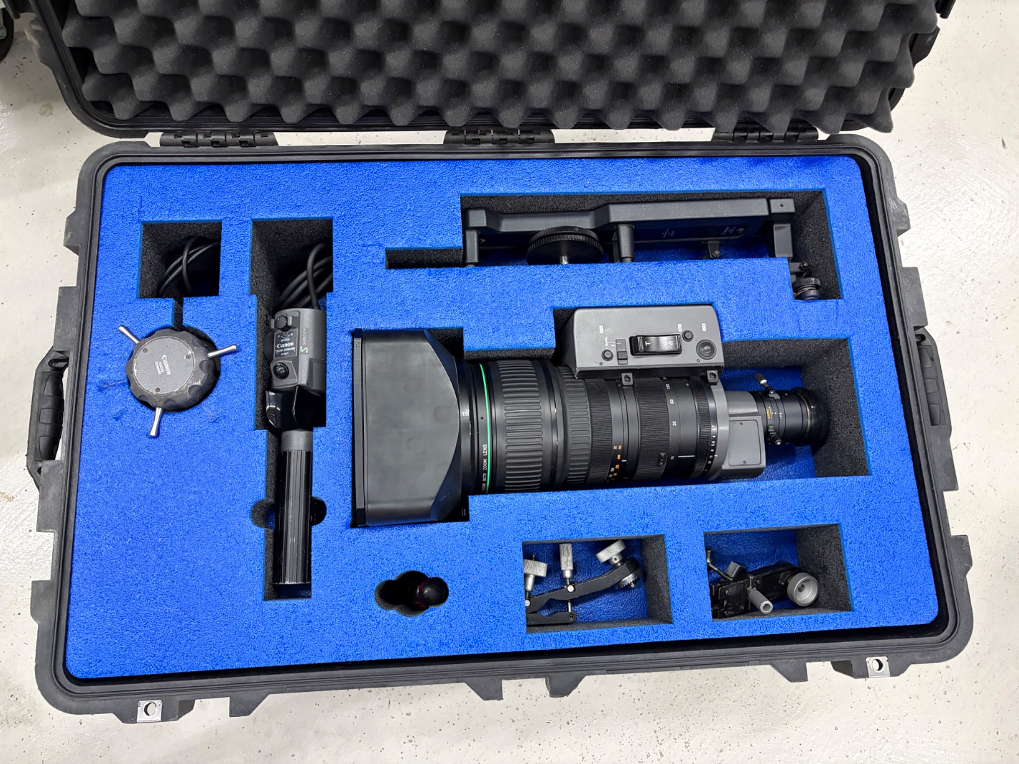 Broadcast camera and lens kit in fitted case
